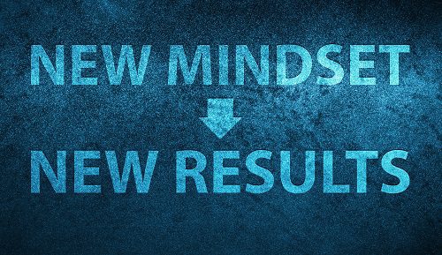 New Mindset New Results icon Special Blue Banner Background